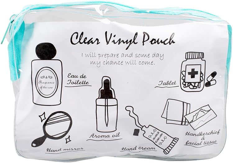 Daiso Clear Vinyl Pouch | Blue | Transparent Zip Storage Bag for Cosmetics & Travel Essentials - Image 1